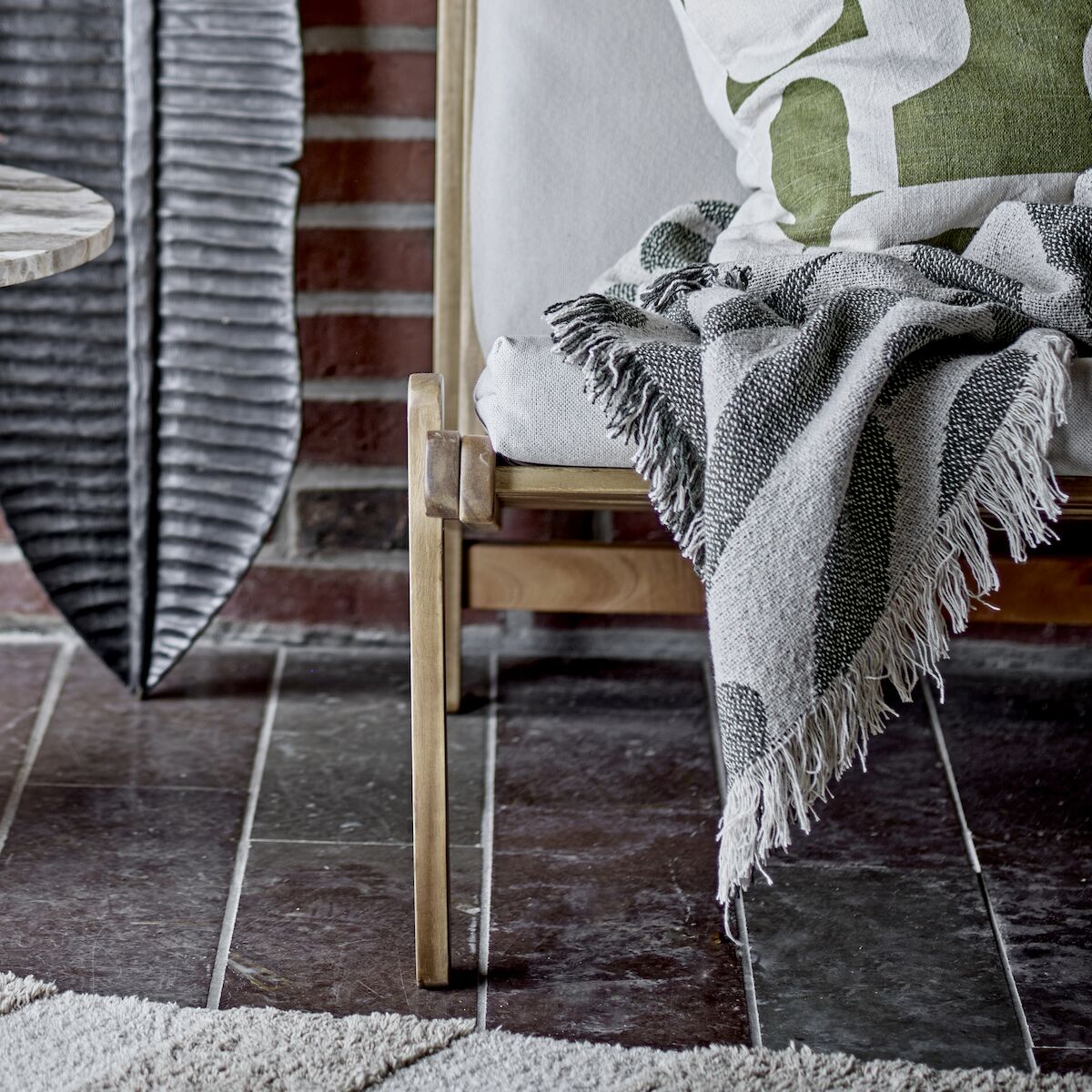 Bloomingville Alk torkkupeitto 160x130 cm vihreä